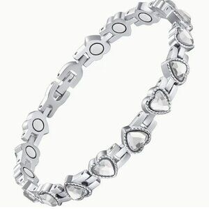 Clear Heart Shaped Lymphatic Magnetherapy 3500 Gauss Magnet Adjustable Bracelet